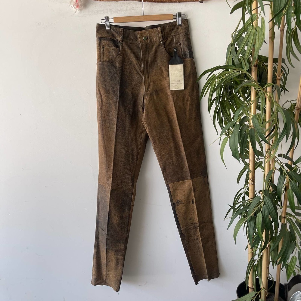 Vintage Tip Top California Pants Womens 32 Brown Leather Western Boho Van Cleef